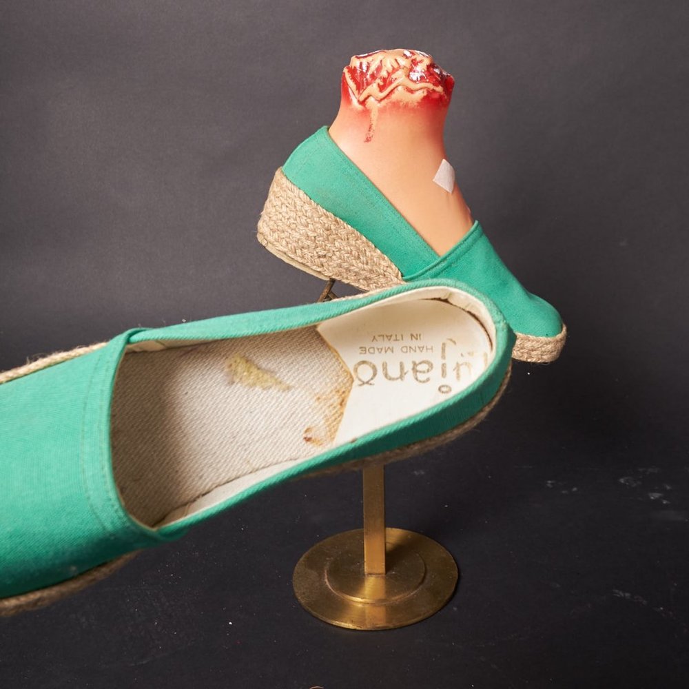 1960s Green Canvas Wedge Heels